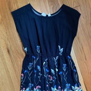 Navy blue dress with floral design